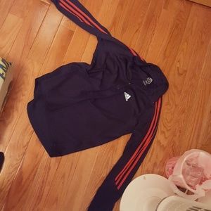 Red Striped Adidas Quarter Zip Hoodie